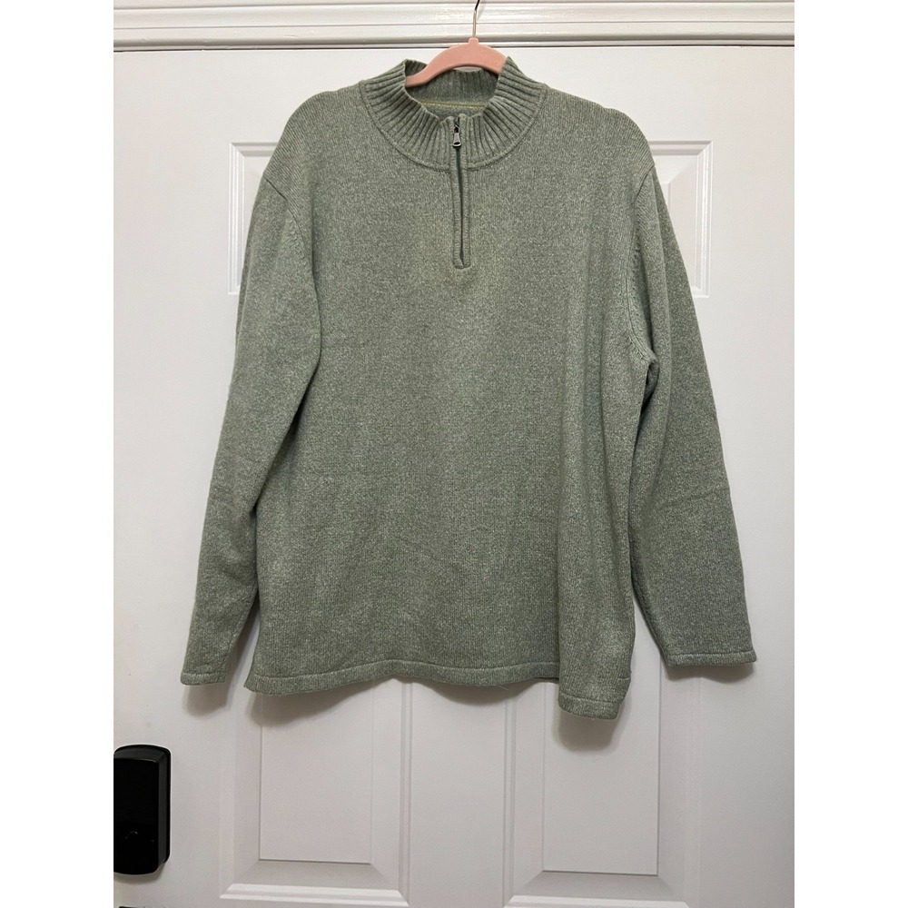 Robert Comstock Vertical Wool Blend Evergreen Knit Sweater Men's size Large Mock